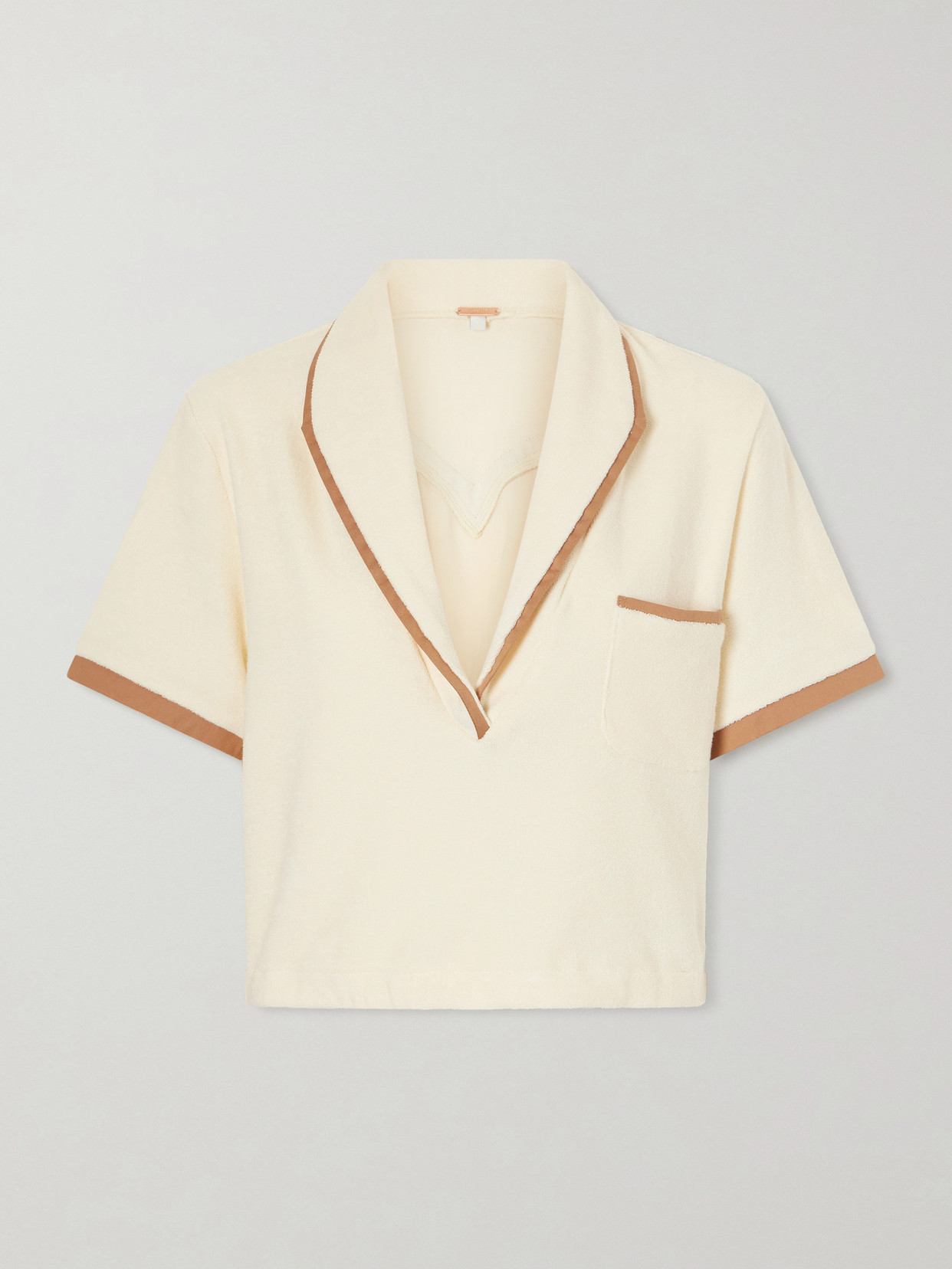 Johanna Ortiz Terry Cropped Cotton-blend Terry Top In Neutral