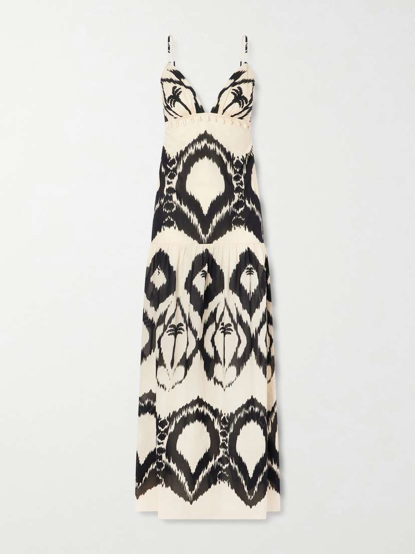 Zea Palm Printed Cotton-poplin Maxi Dress
