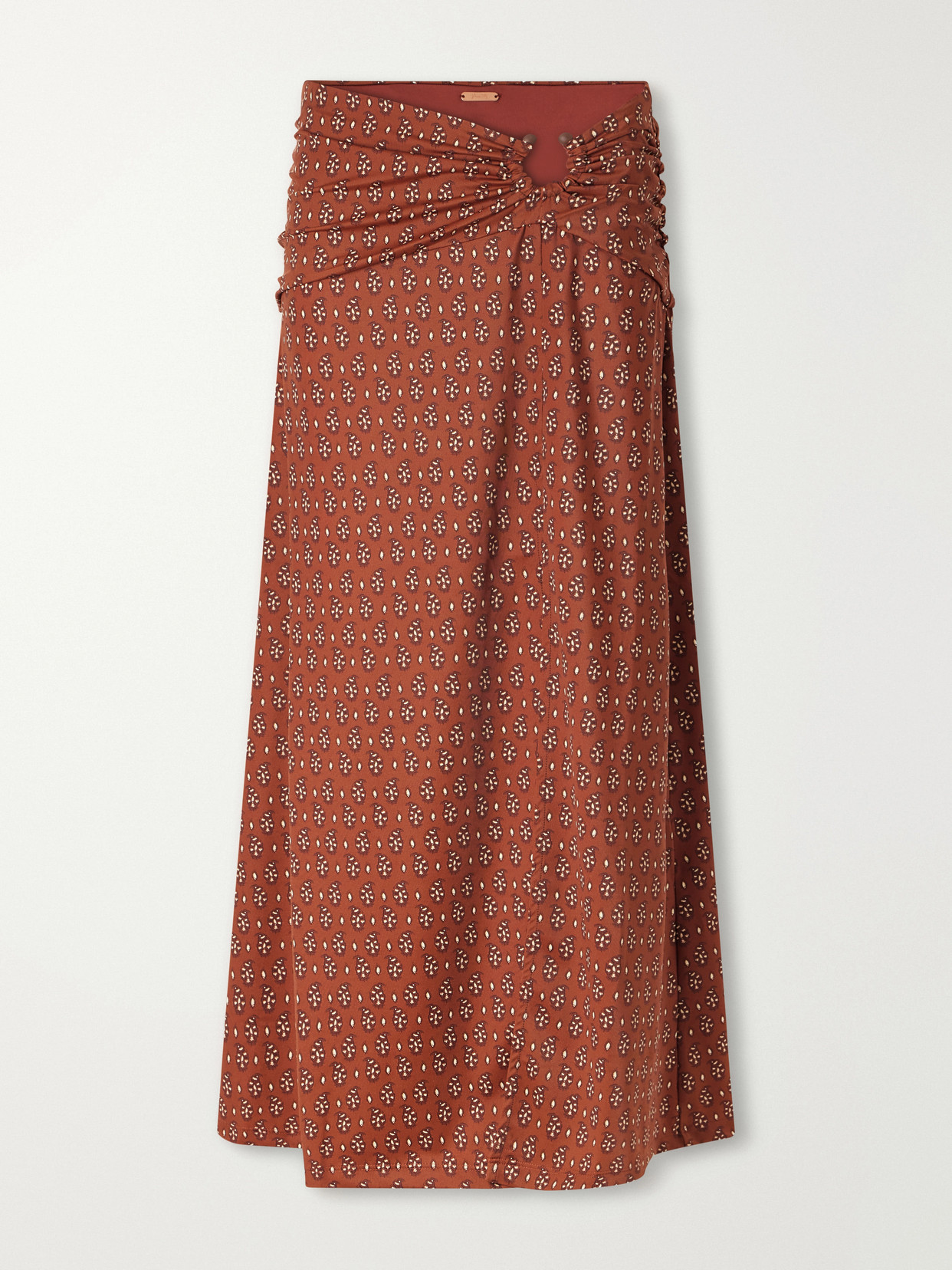 Johanna Ortiz - Brown Under The Sun Gathered Printed Recycled Coverup - US12