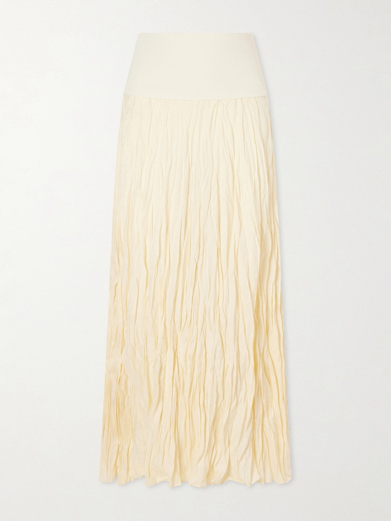 Johanna Ortiz Light And Sound Linen-blend Jersey Maxi Skirt In Yellow