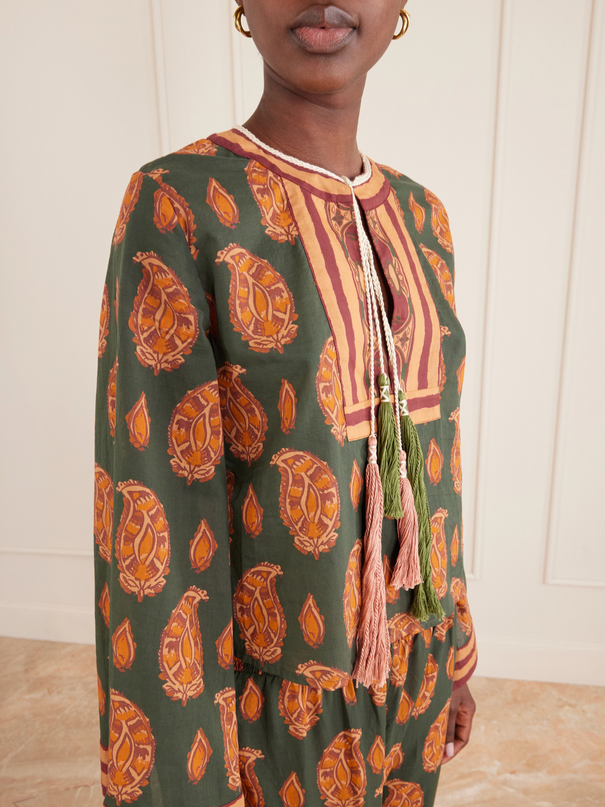 Sun Whisper Printed Cotton Blouse