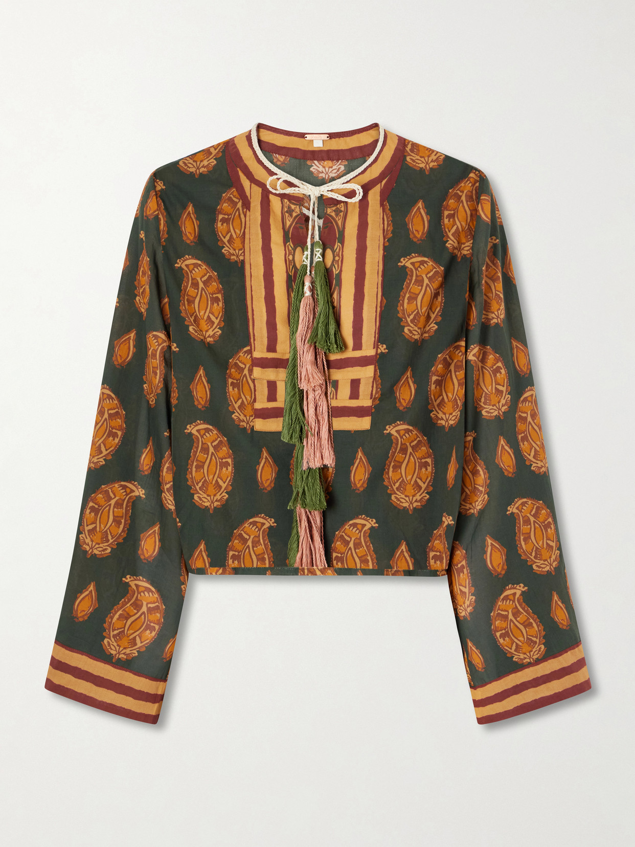 Johanna Ortiz Sun Whisper Printed Cotton Blouse In Green