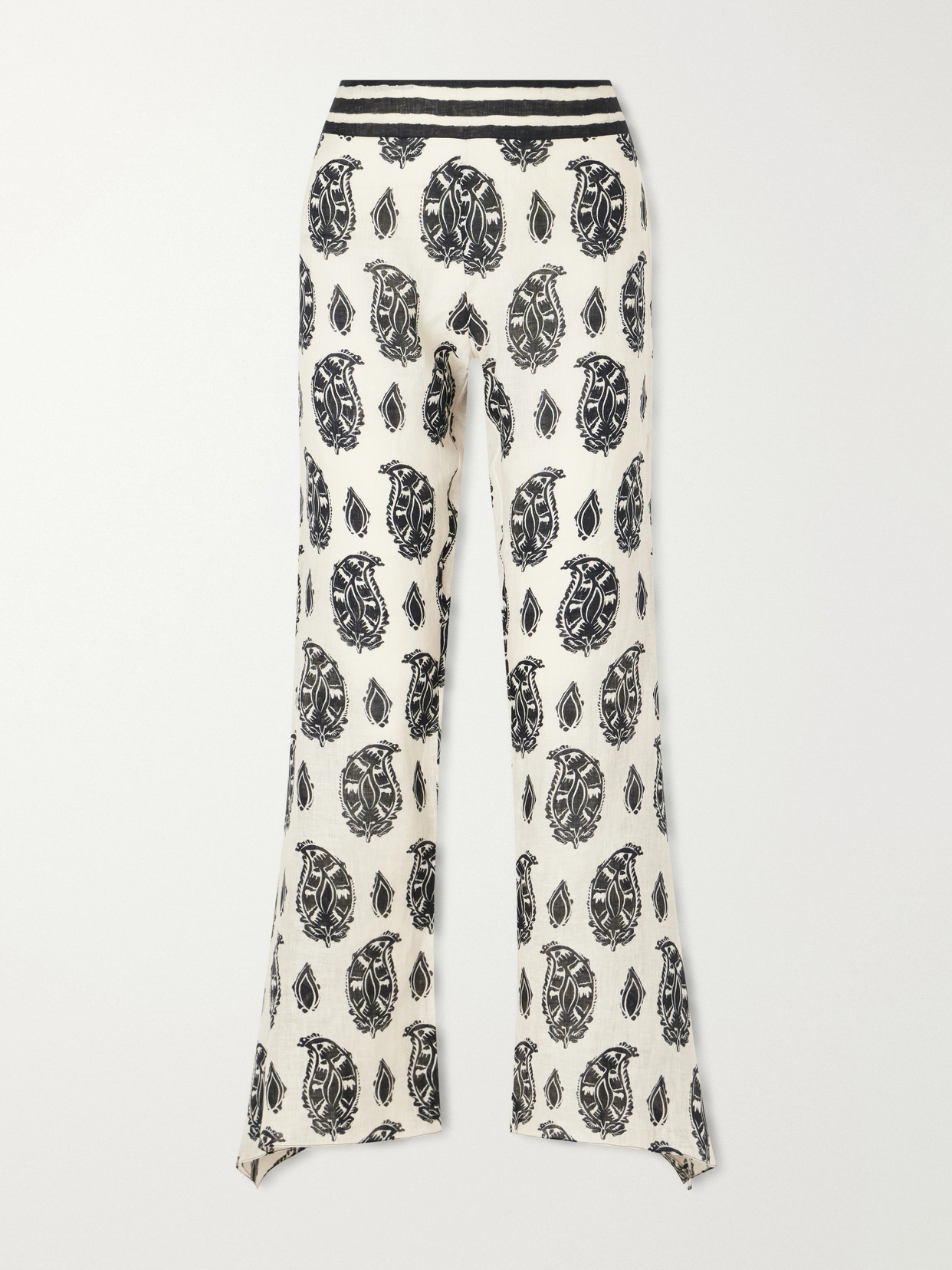 Johanna Ortiz Femininity Dramatic Printed Linen Flared Pants In Neutrals