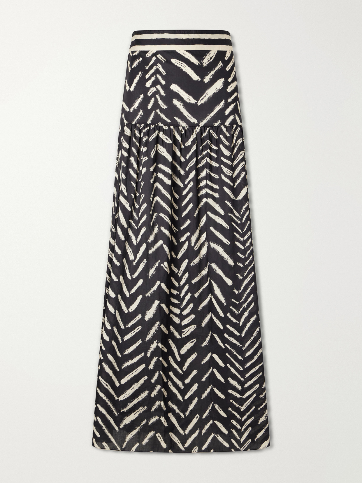 Johanna Ortiz Printed Cotton Maxi Skirt In Black