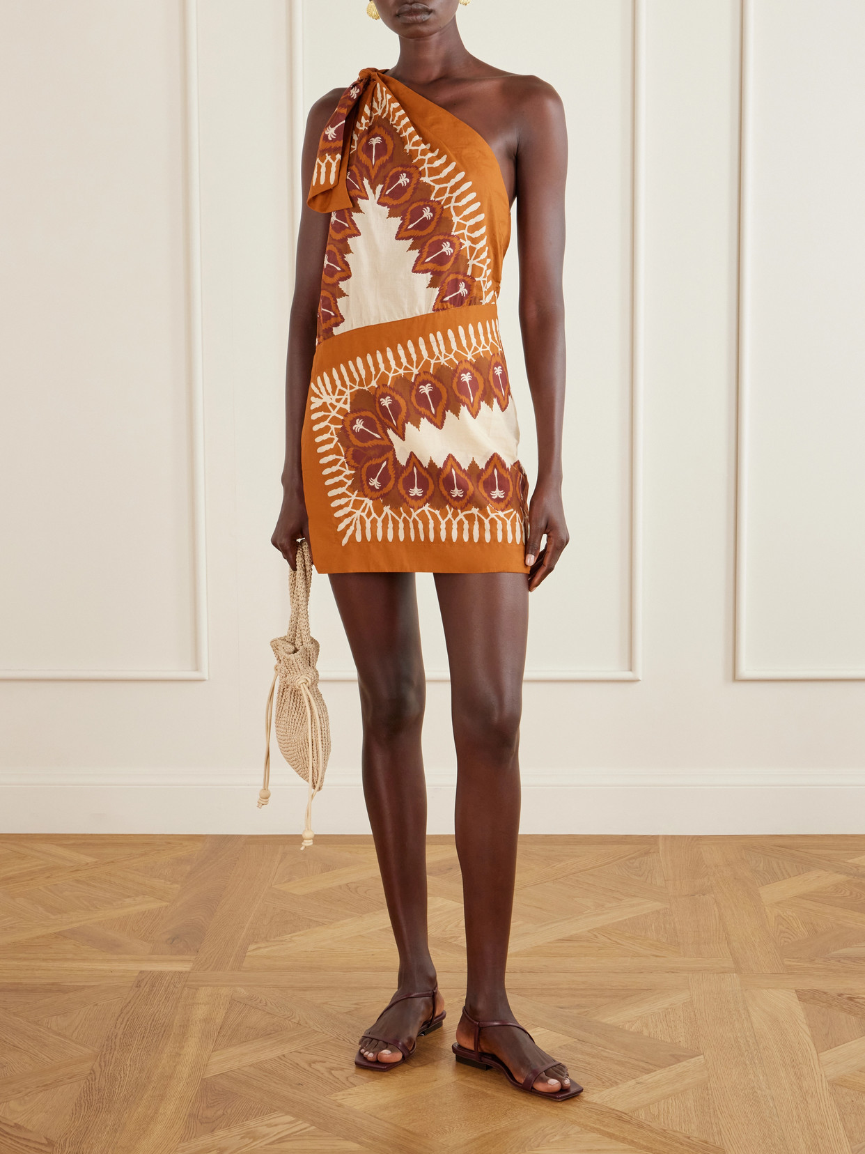 Johanna Ortiz Sun Traveller Printed Cotton-voile Mini Dress In Brown