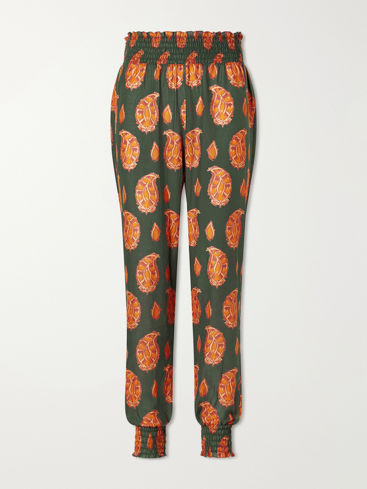 Johanna Ortiz Oasis Of The Rider Printed Cotton-voile Tapered Pants In Green