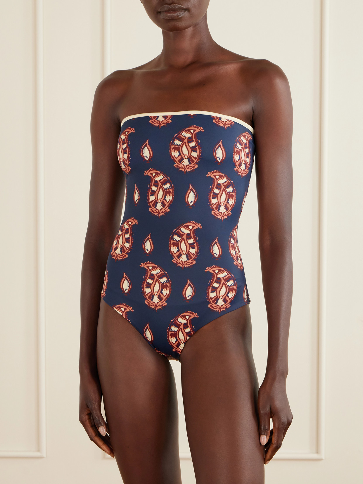 Johanna Ortiz Alta Mar Strapless One-piece Swimsuit In Multi