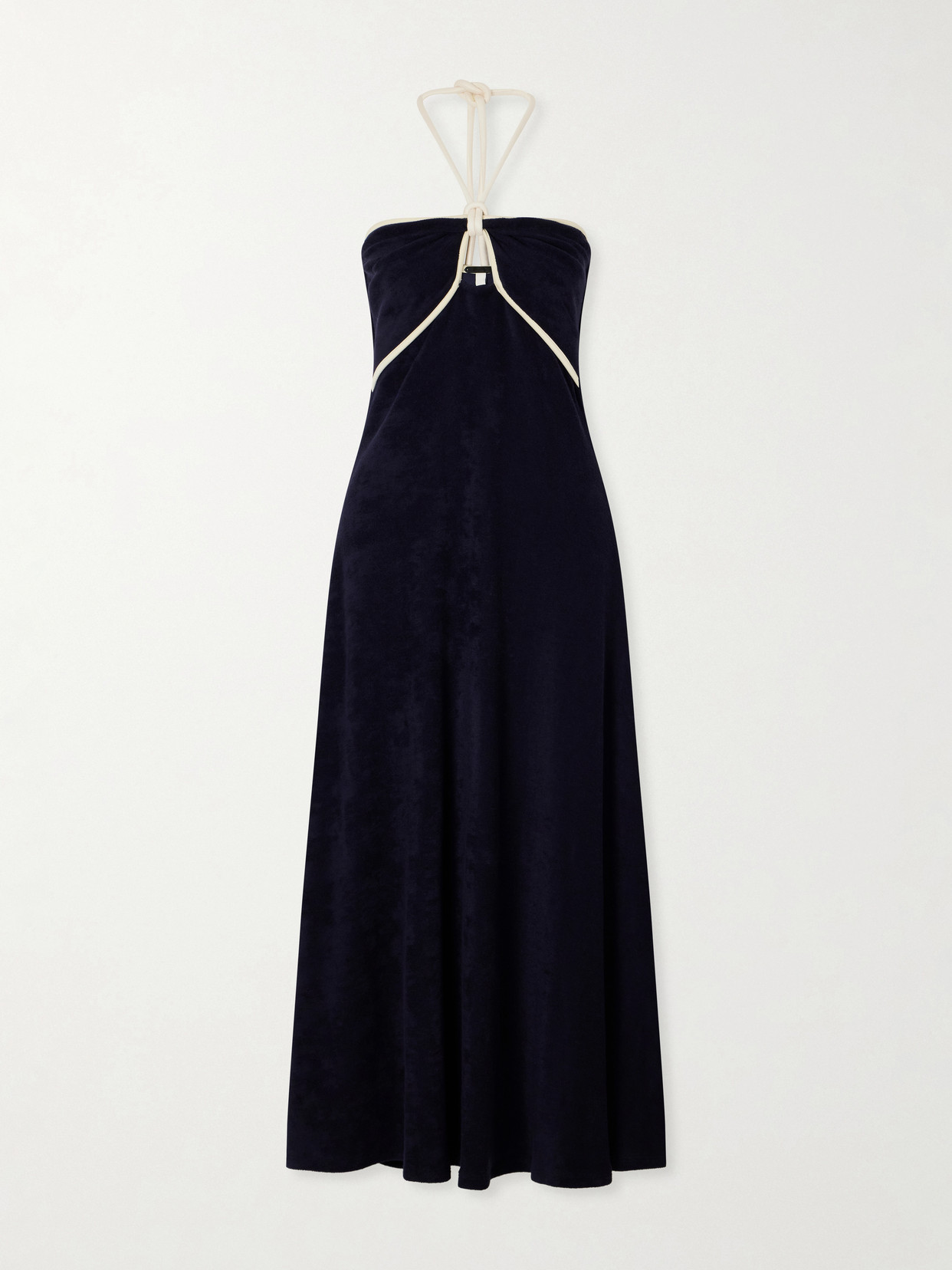 Johanna Ortiz Gleymoon Cut-out Cotton-terry Halterneck Maxi Dress In Blue