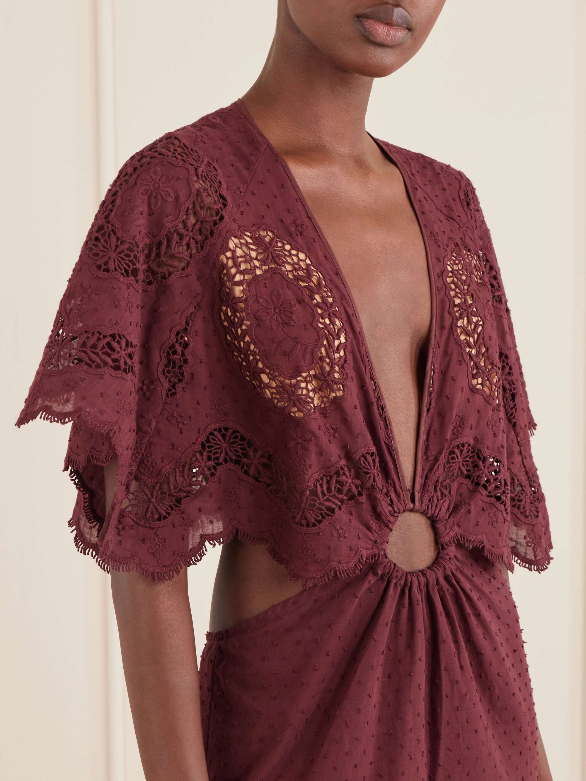 johanna ortiz crochet dress Johanna Ortiz Dramatic Irony Knit Maxi Dress with Fringe Trim