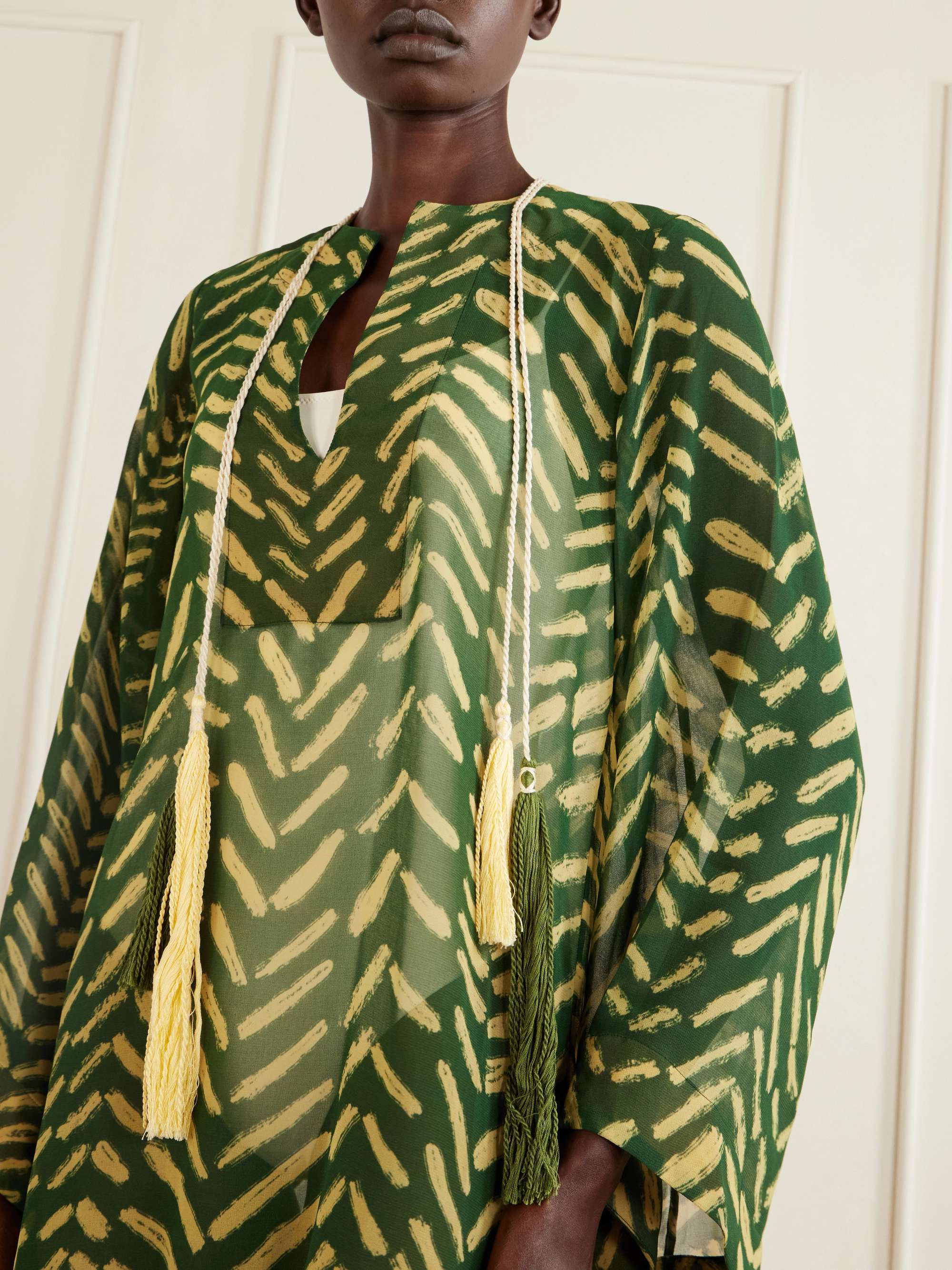 JOHANNA ORTIZ Refugio De Sol tasseled printed recycled georgette