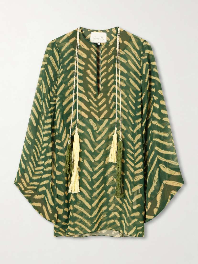 Johanna Ortiz Refugio De Sol Tasseled Printed Recycled Georgette Coverup | Thumbnail 5 Johanna Ortiz Refugio De Sol Tasseled Printed Recycled Georgette Coverup | Thumbnail 5