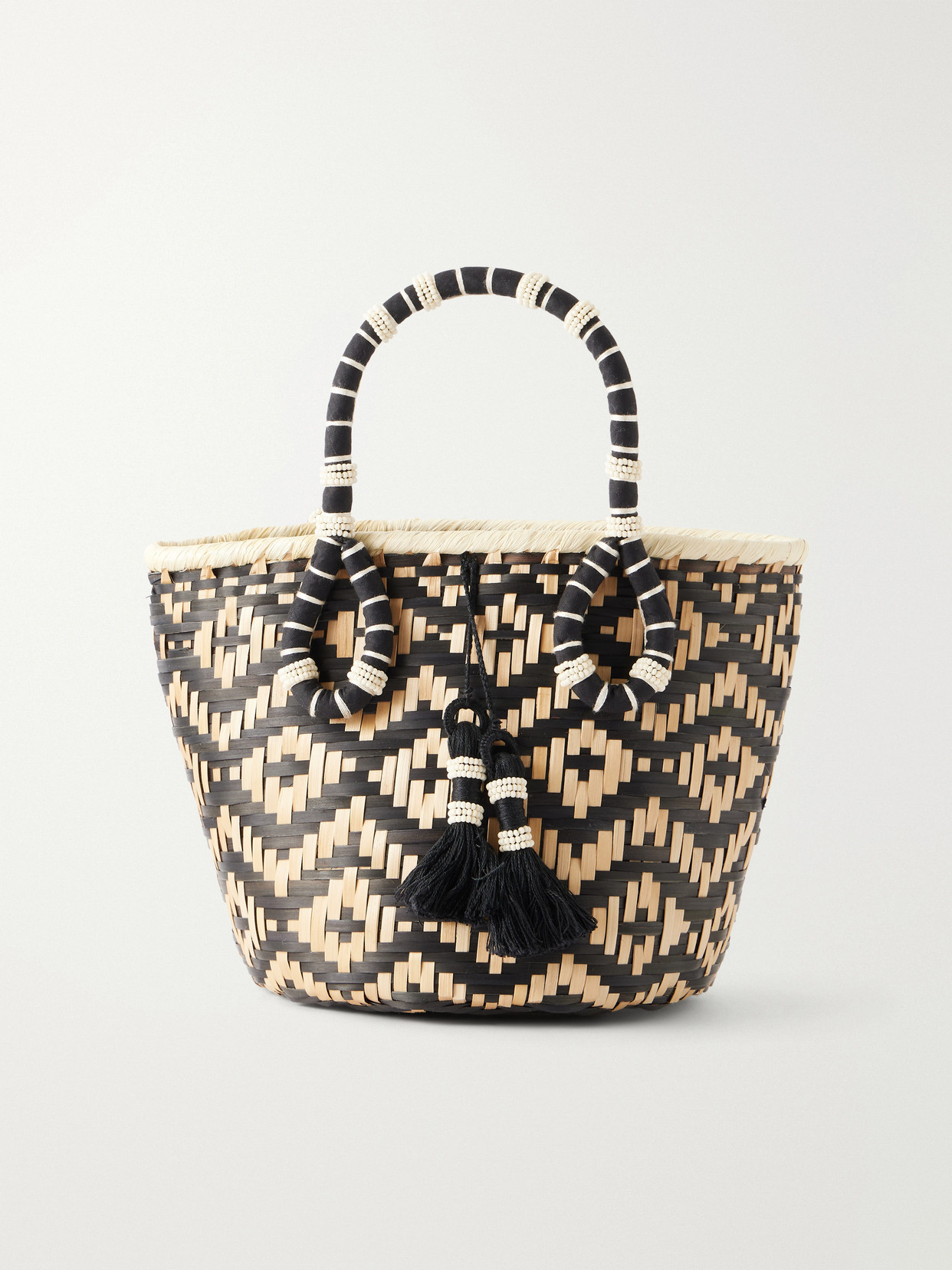 Johanna Ortiz Raffia Mini Bucket Bag In Neutrals