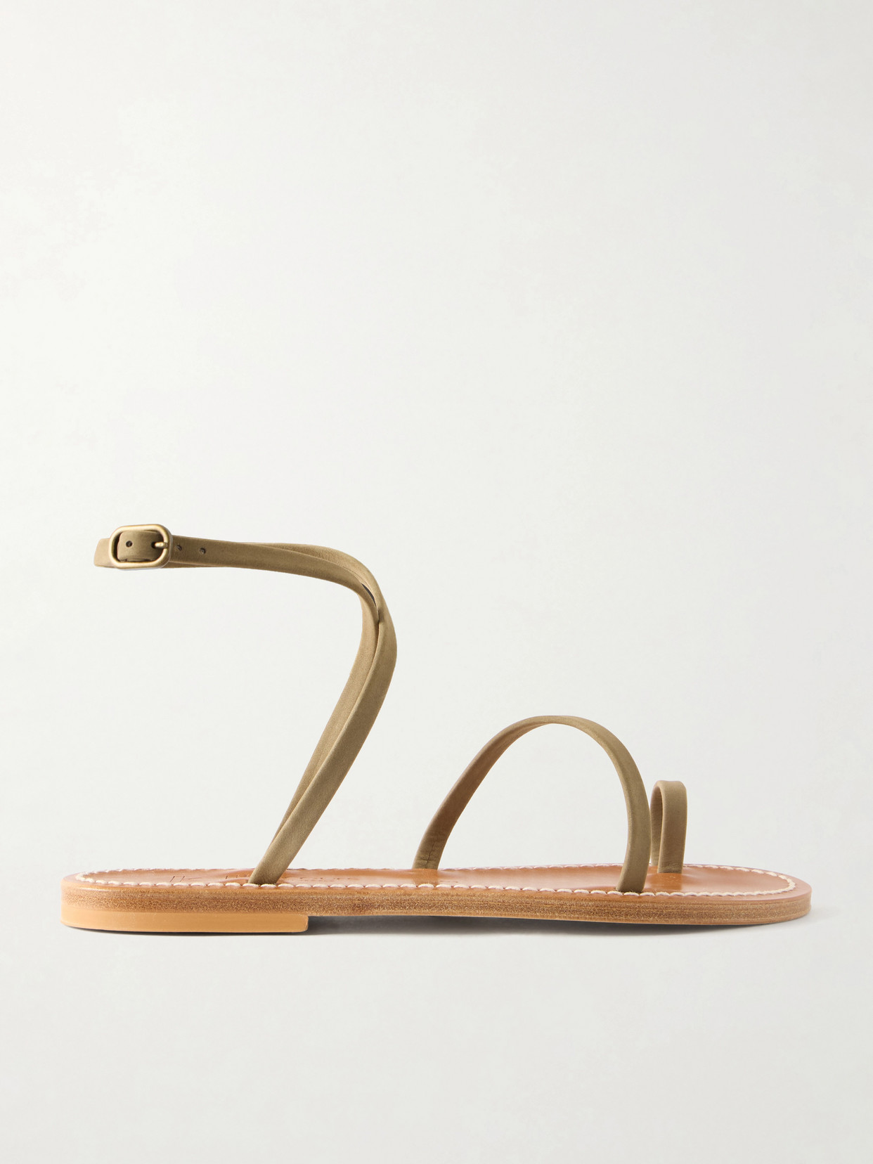Kjacques Loki Leather Thong Sandals In Green