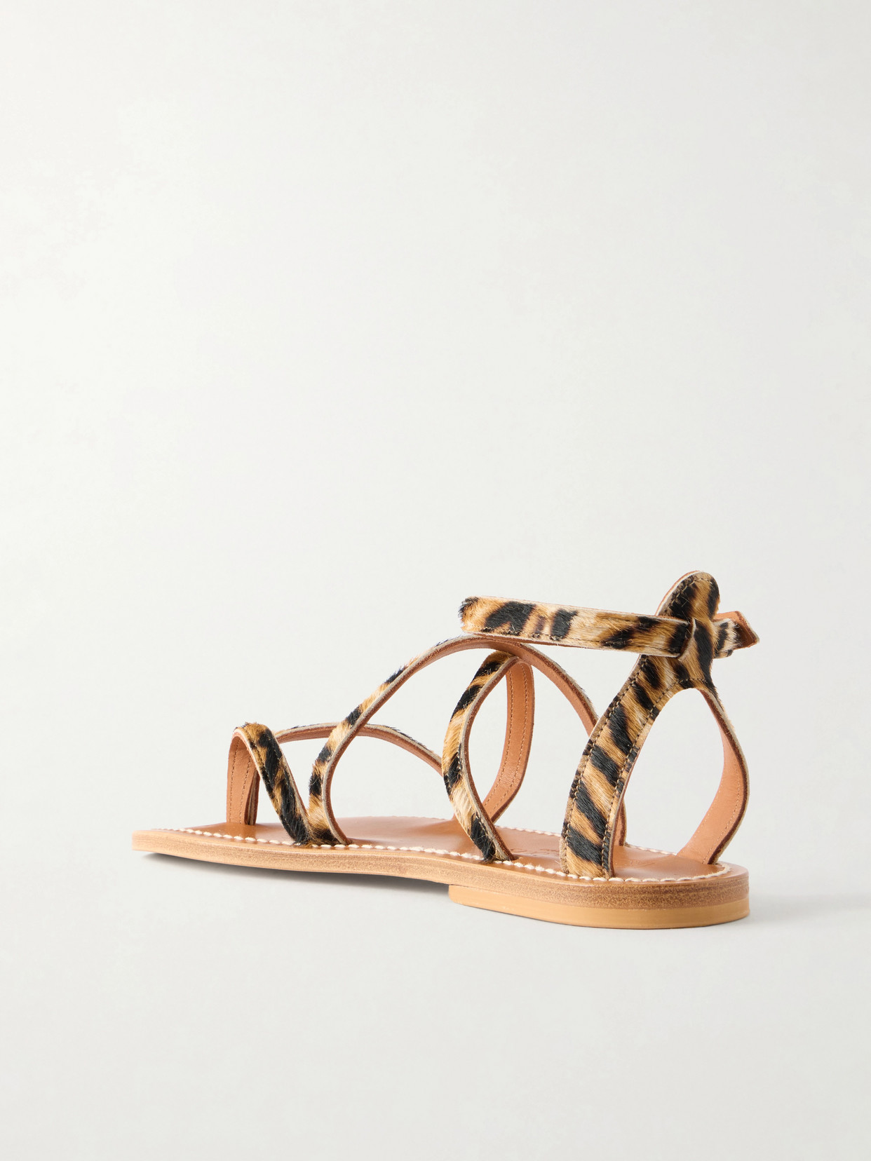 Epicure Leopard-Print Calf Hair Thong Sandals