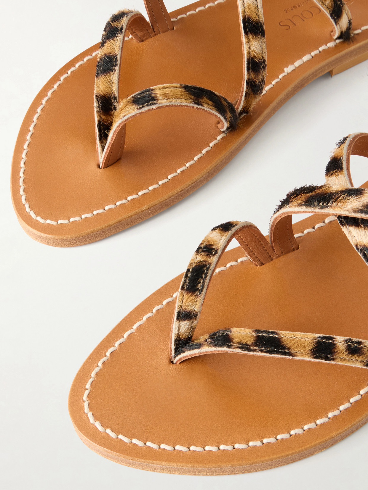 Epicure Leopard-Print Calf Hair Thong Sandals