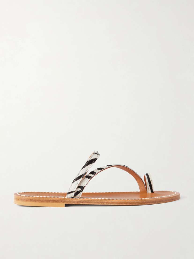K Jacques St Tropez Actium Zebra-print Calf Hair Sandals