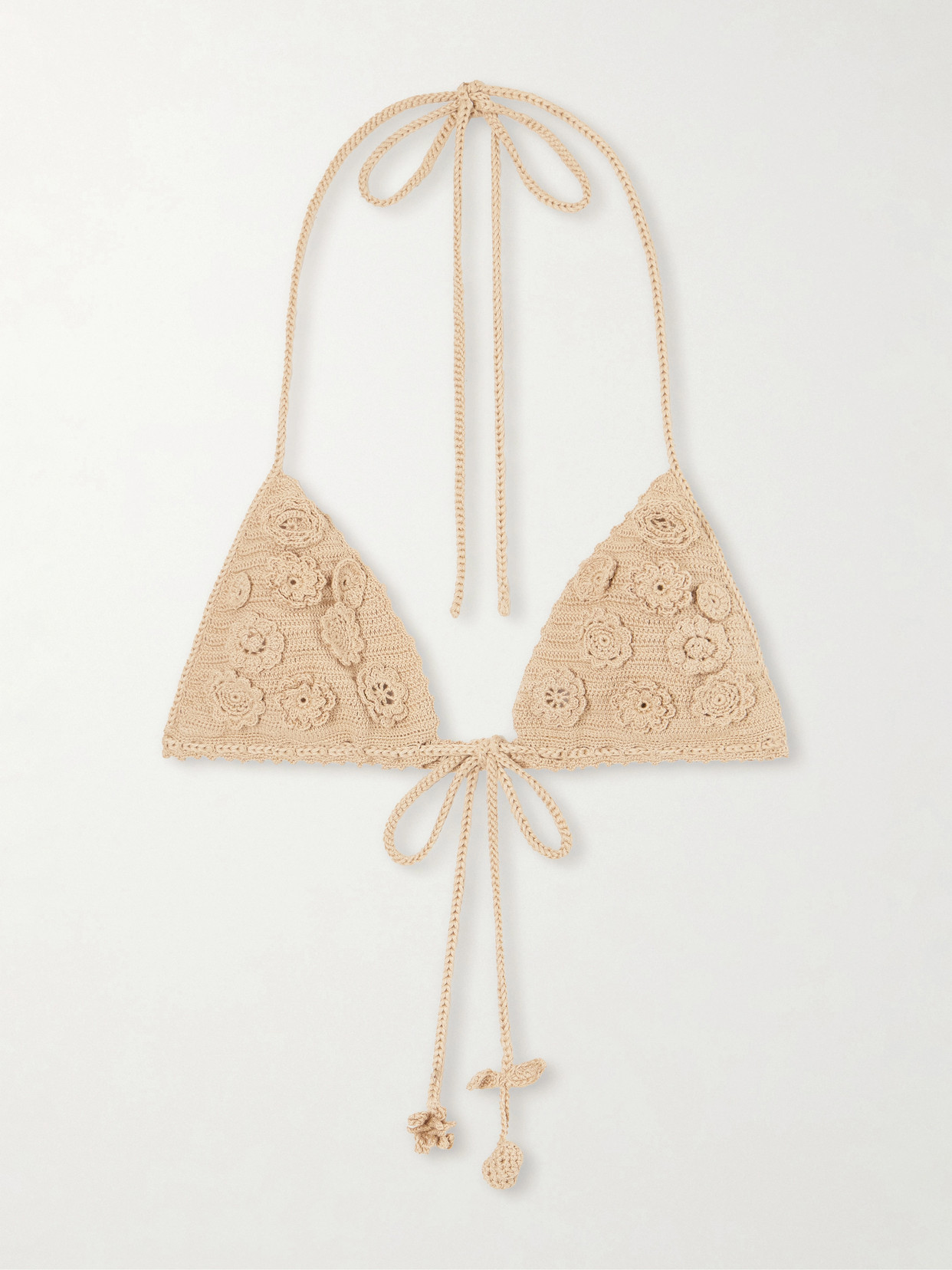 Loewe + Paula's Ibiza Crocheted Cotton Triangle Bra In Brown