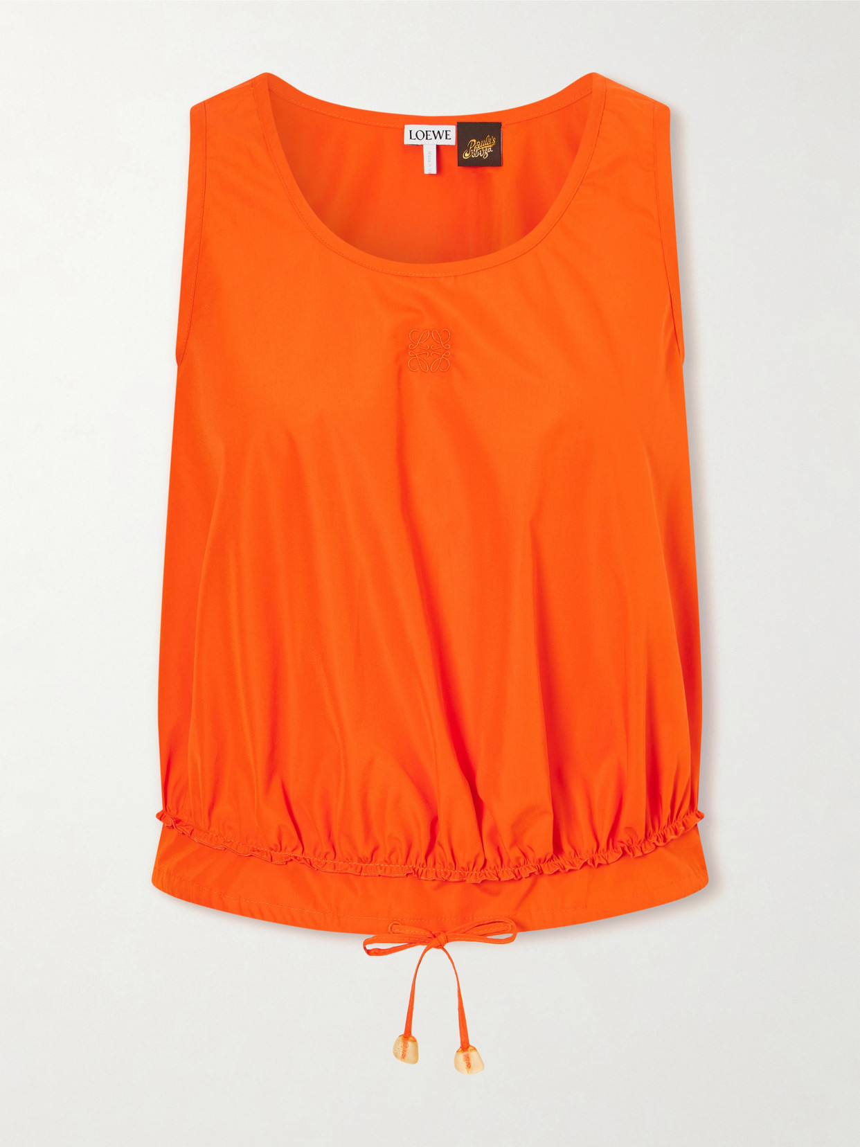 Loewe + Paula's Ibiza Anagram Appliquéd Cotton-popeline Top In Orange
