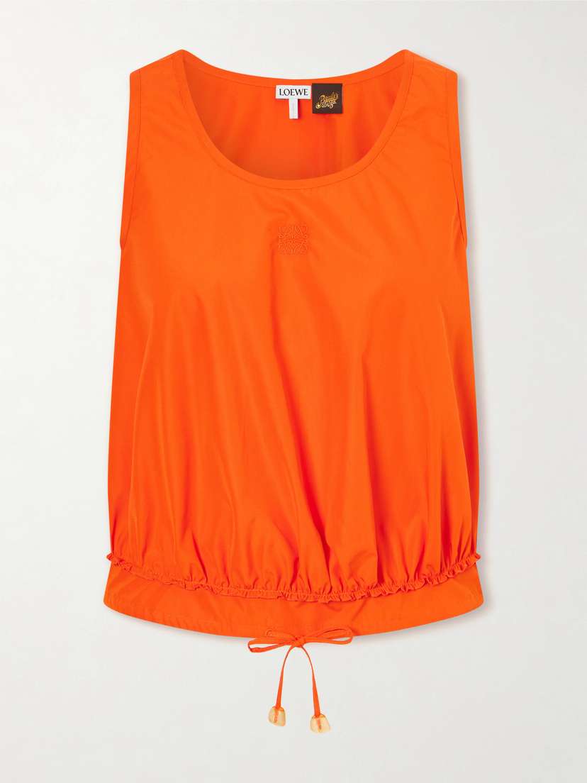 Loewe + Paula's Ibiza Anagram Appliquéd Cotton-popeline Top