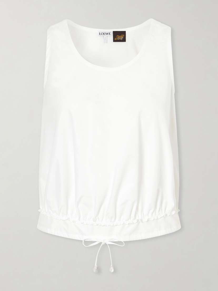 Loewe + Paula's Ibiza Anagram Appliquéd Cotton-popeline Top