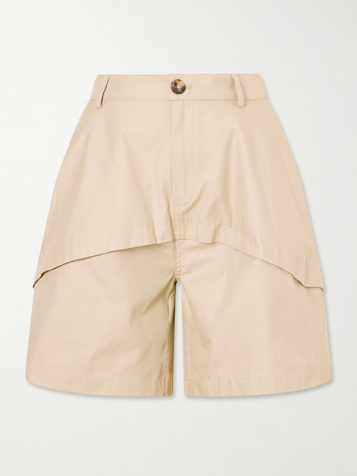 Loewe + Paula's Ibiza Paneled Cotton Gabardine Shorts In Neutral