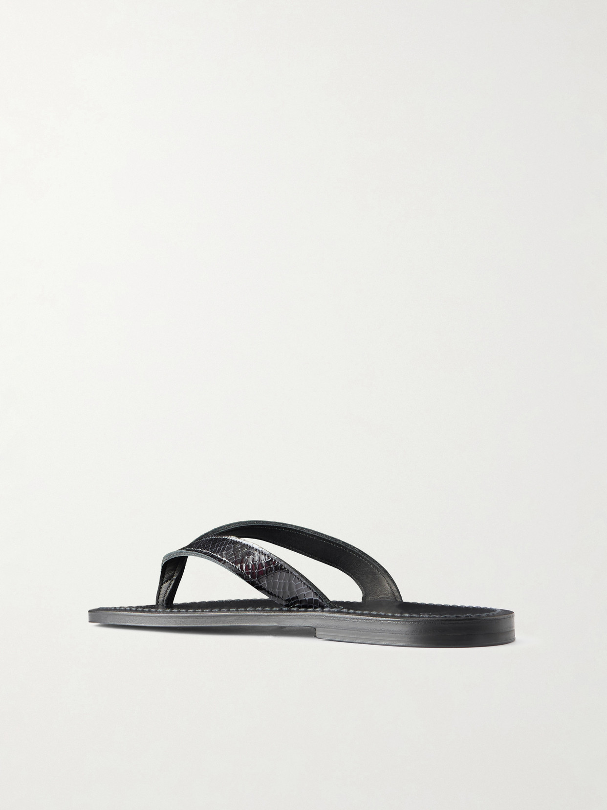 Torino Snake-Effect Leather Thong Sandals