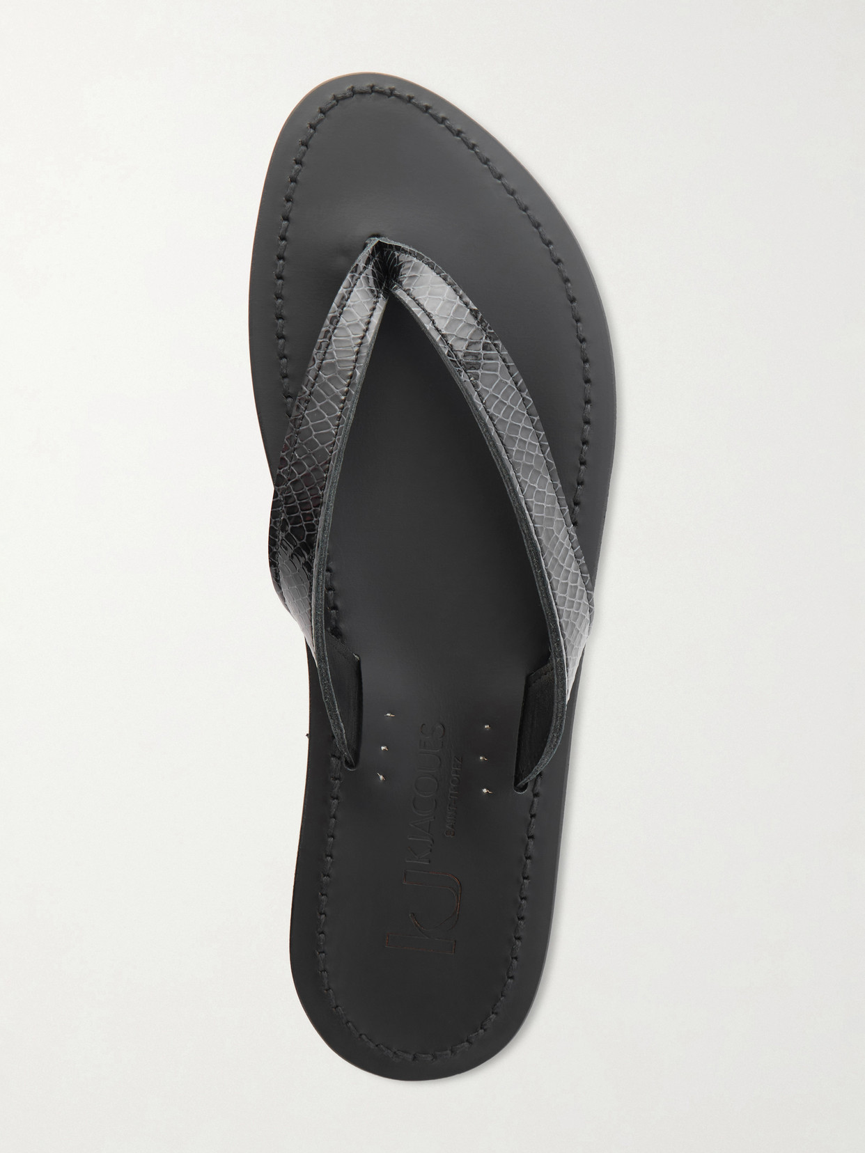 Torino Snake-Effect Leather Thong Sandals
