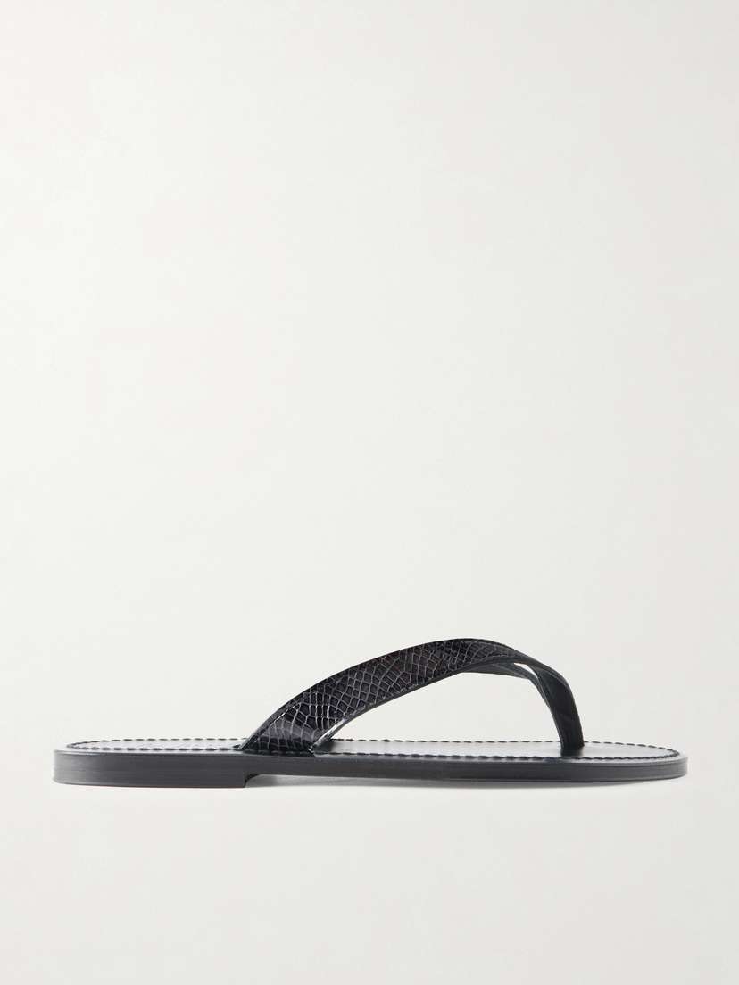 K Jacques St Tropez Torino Snake-effect Leather Thong Sandals
