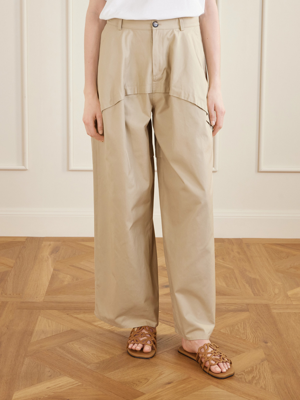 + Paula'S Ibiza Paneled Cotton Gabardine Wide-Leg Pants