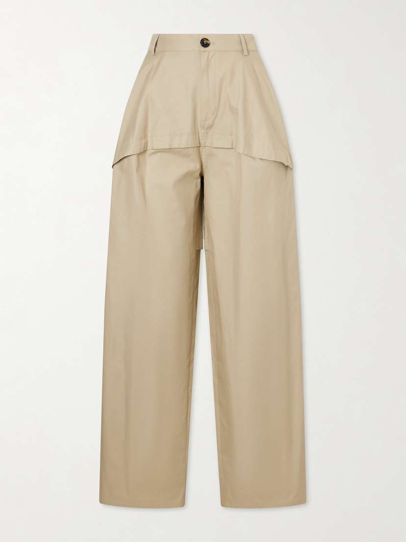 Loewe + Paula's Ibiza Paneled Cotton Gabardine Wide-leg Pants