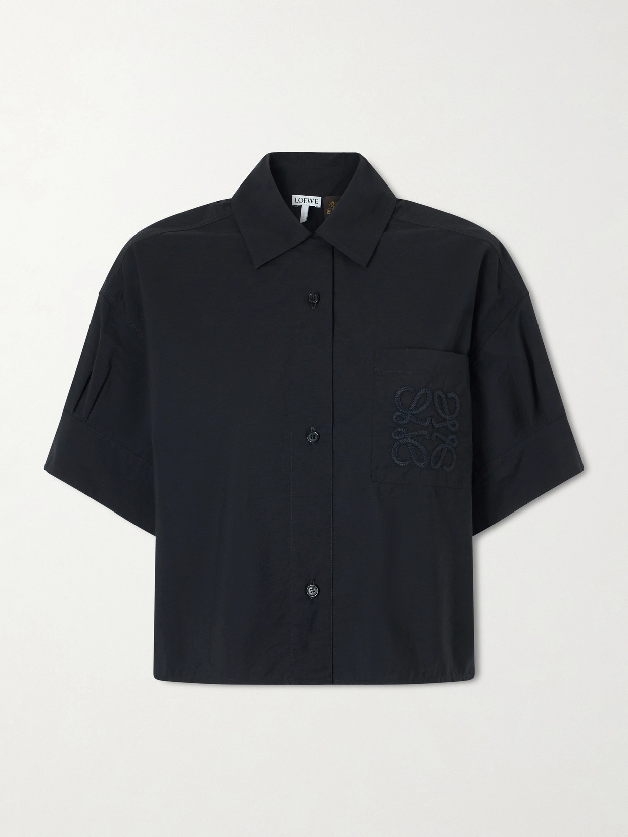Loewe + Paula's Ibiza Anagram-embroidered Cotton-blend Shirt In Black