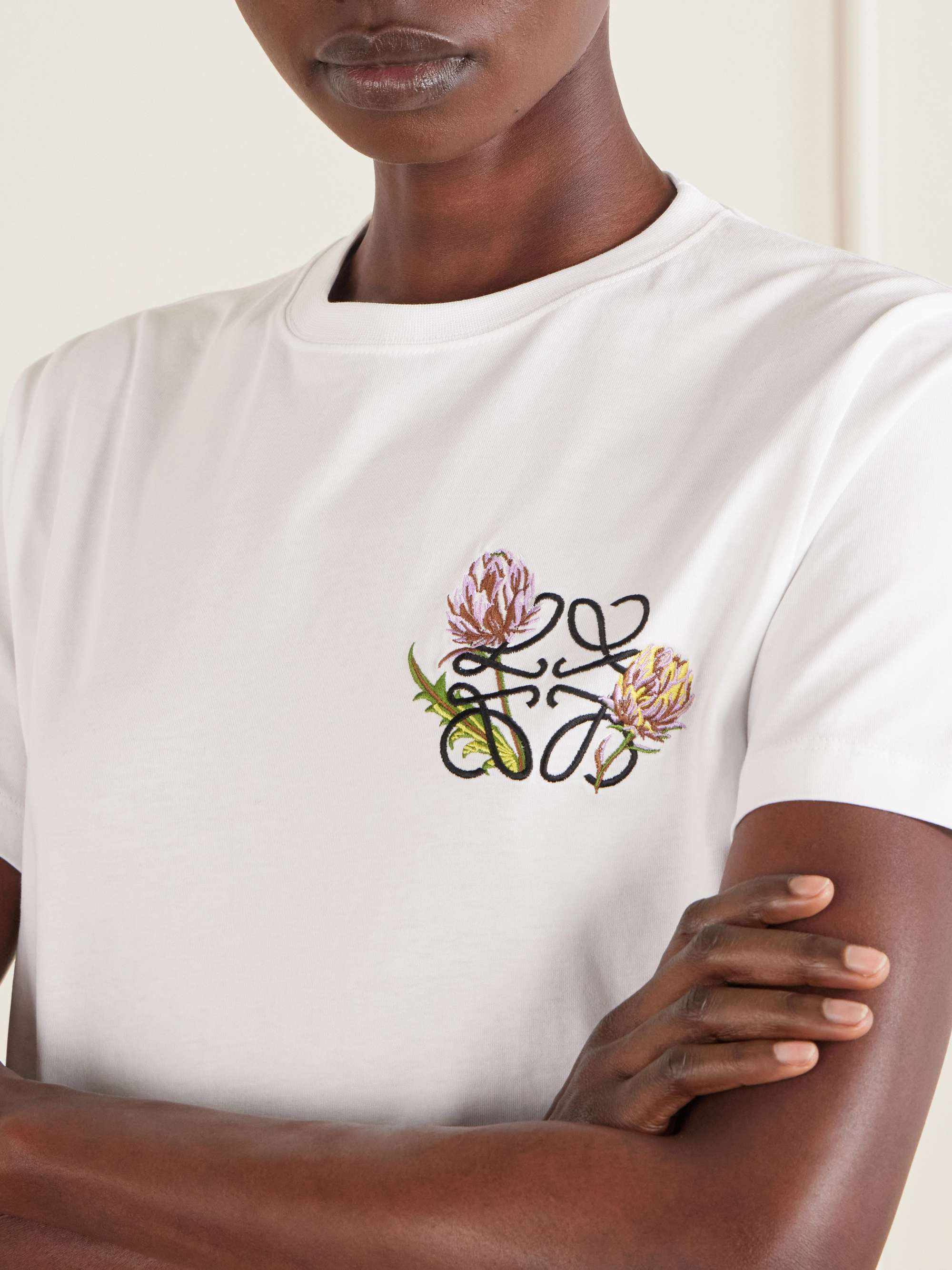 LOEWE + Paula's Ibiza Anagram embroidered cotton-jersey T-shirt