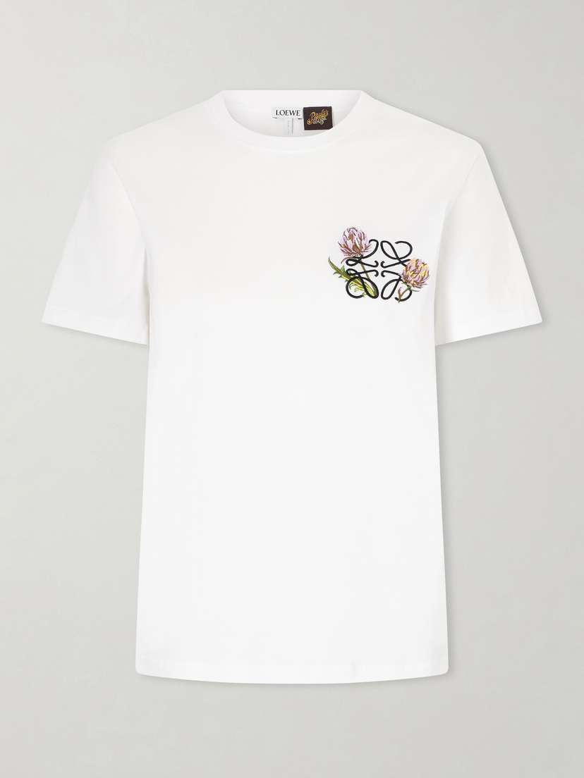 Loewe + Paula’s Ibiza Anagram Embroidered Cotton-jersey T-shirt