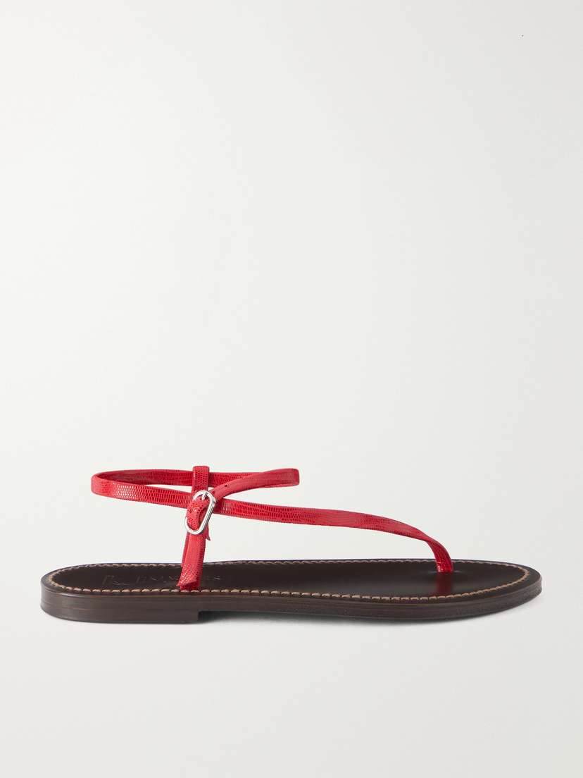 K Jacques St Tropez Vassili Snake-effect Leather Flat Sandals