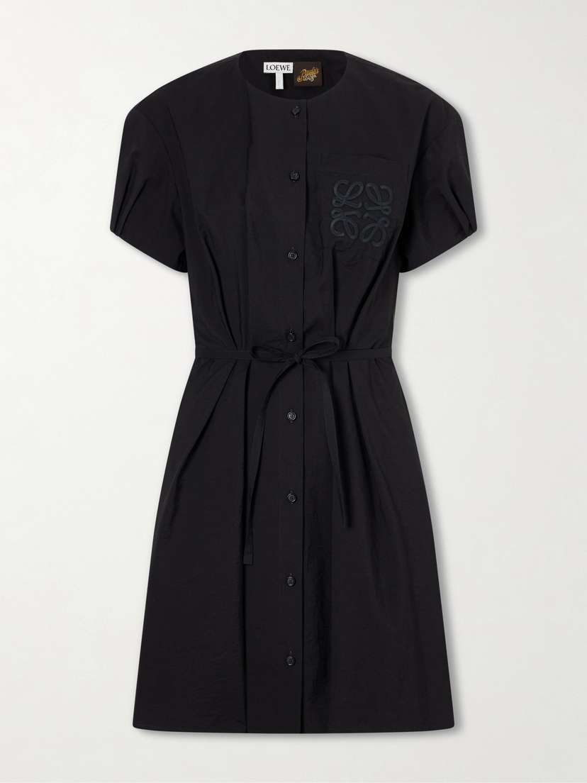 Loewe + Paula’s Ibiza Anagram Embroidered Belted Cotton-blend Midi Dress