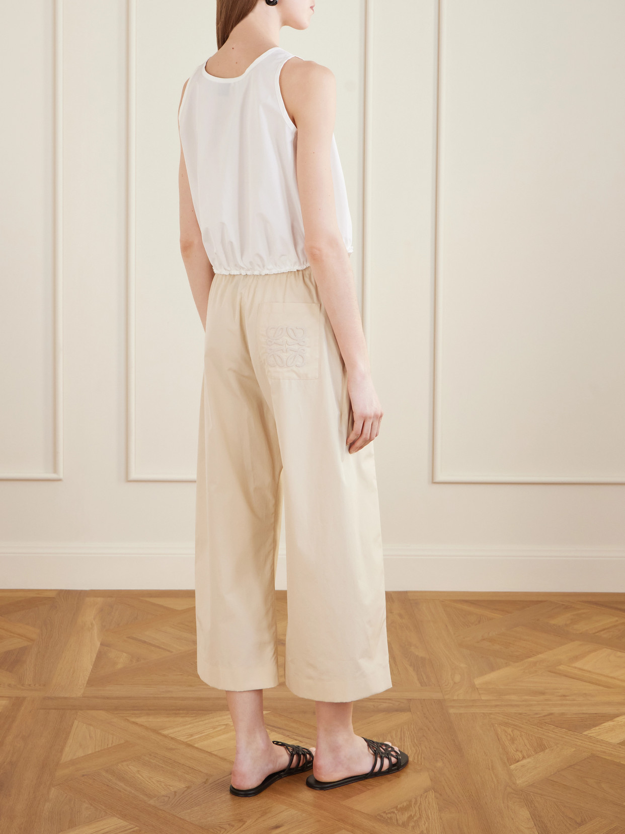 + Paula'S Ibiza Pleated Cropped Cotton Wide-Leg Pants