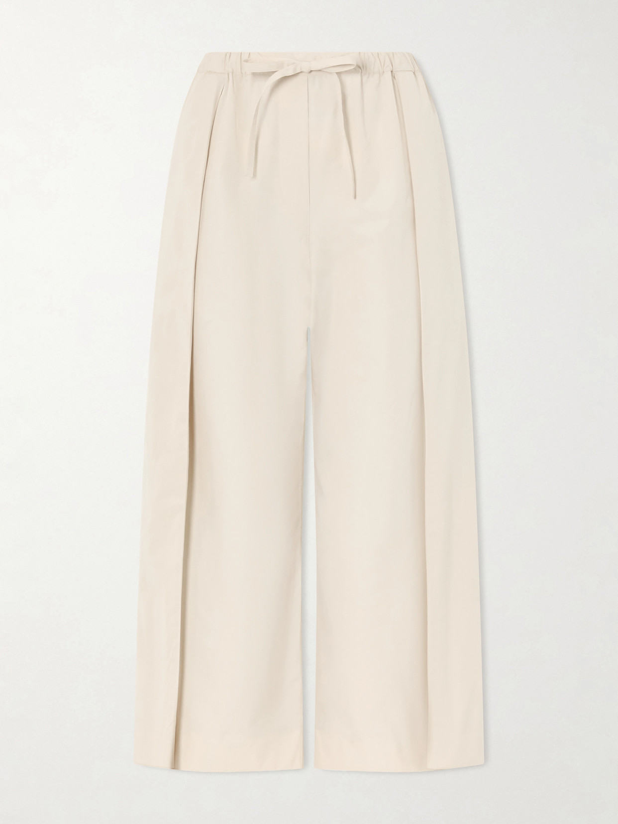 Loewe Pleated Cropped Cotton Wide-leg Pants In Neutral
