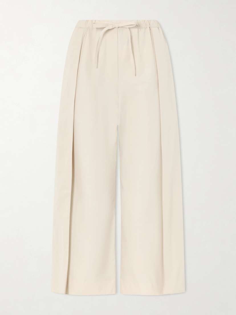 Loewe + Paula’s Ibiza Pleated Cropped Cotton Wide-leg Pants