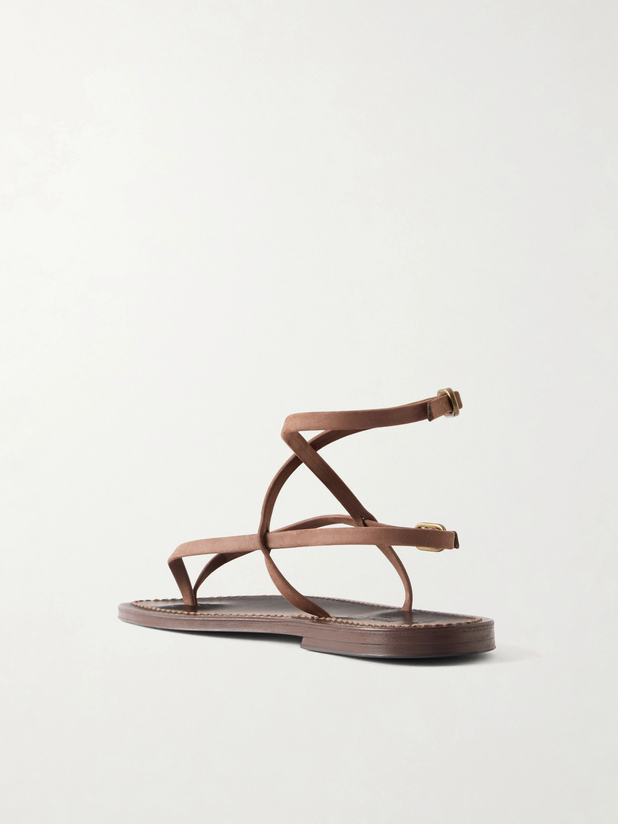 Abako Nubuck And Leather Thong Sandals