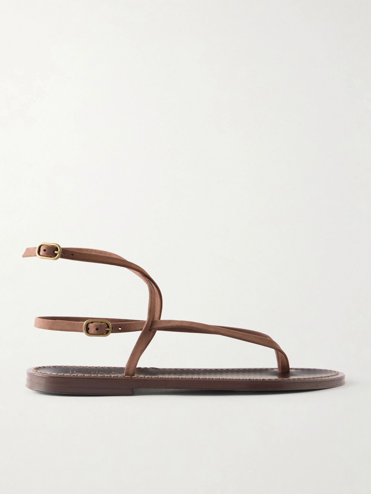 Kjacques Abako Nubuck And Leather Thong Sandals In Brown