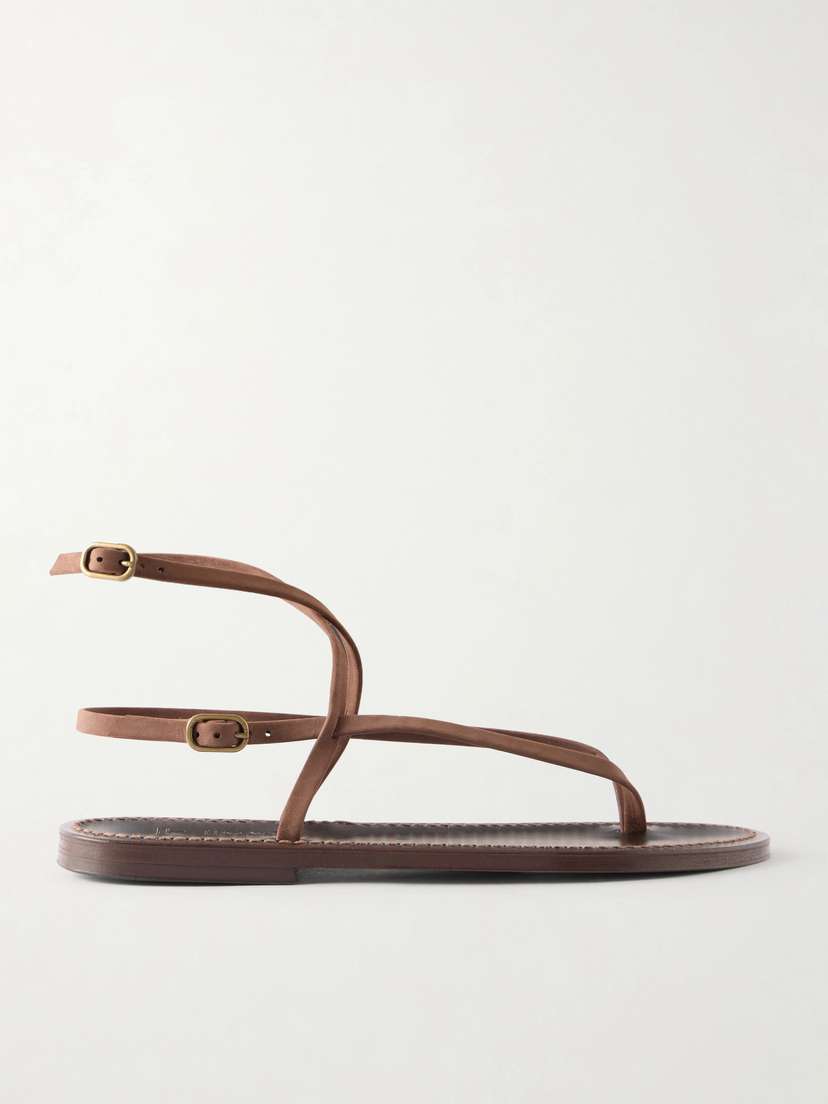 K Jacques St Tropez Abako Nubuck And Leather Thong Sandals