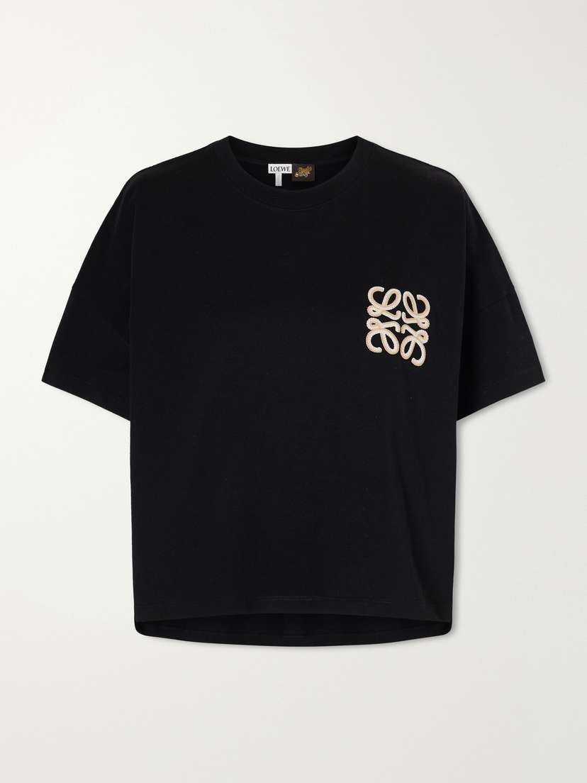 Loewe + Paula’s Ibiza Anagram Embroidered Cotton-jersey T-shirt