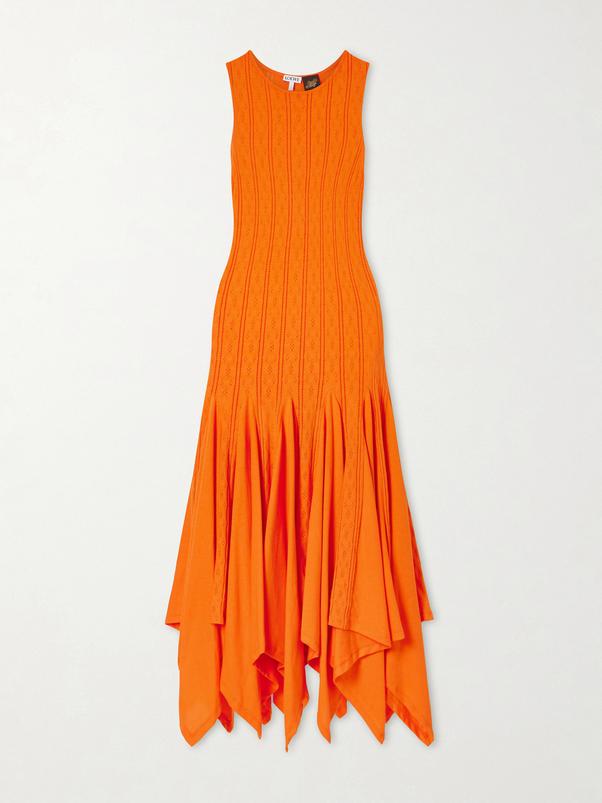 LOEWE - + Paula's Ibiza Pointelle-knit Cotton-jersey Midi Dress - Orange