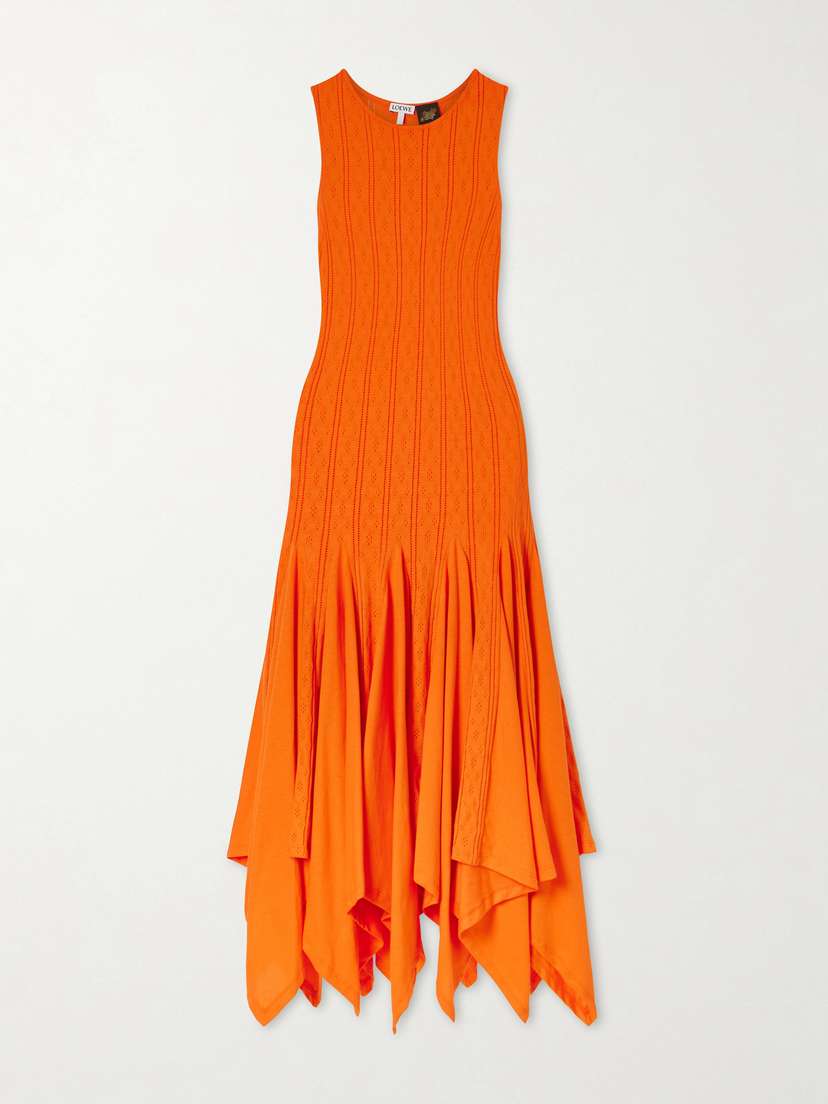 Loewe + Paula's Ibiza Pointelle-knit Cotton-jersey Midi Dress