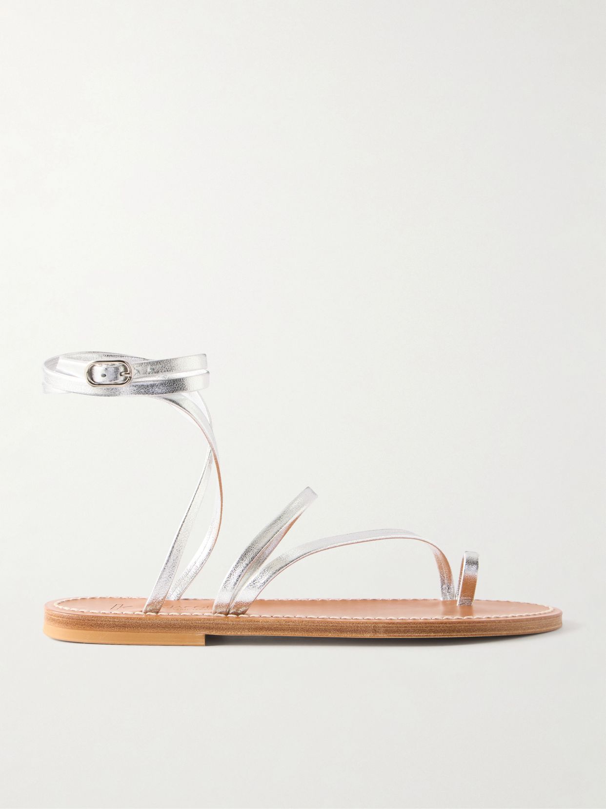 widow metallic leather thong sandals