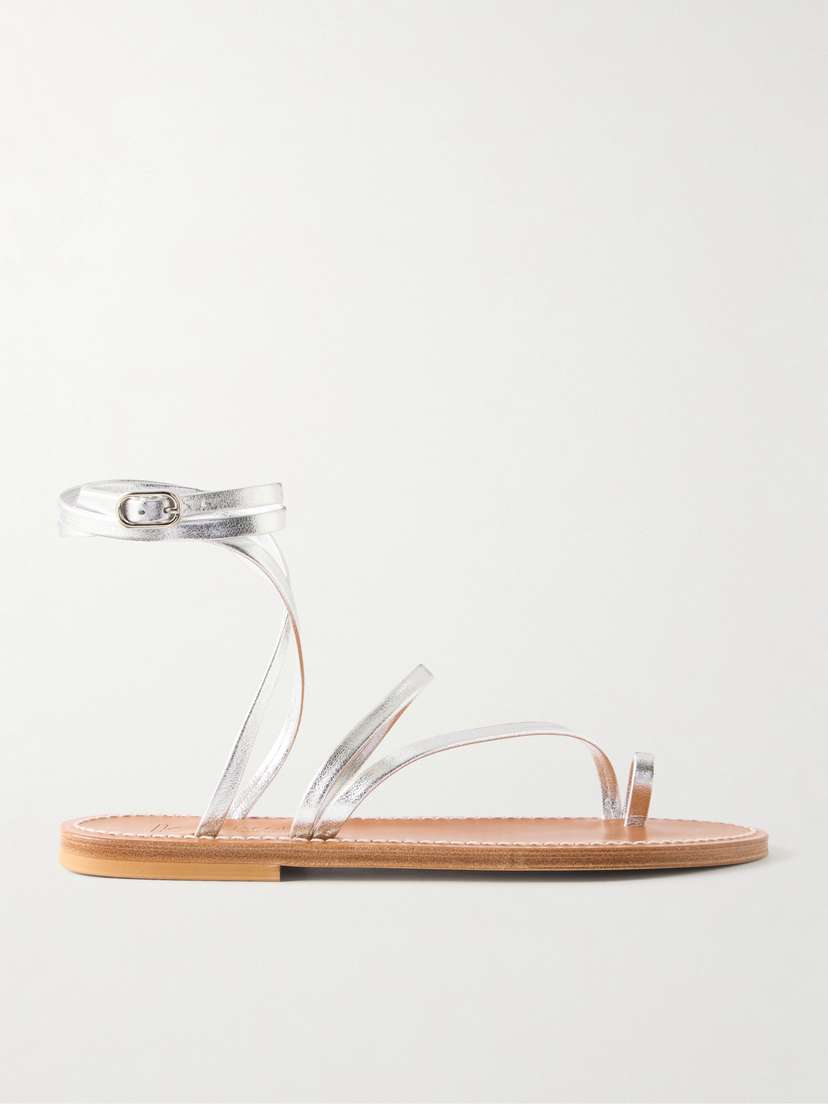 K Jacques St Tropez Widow Metallic Leather Thong Sandals
