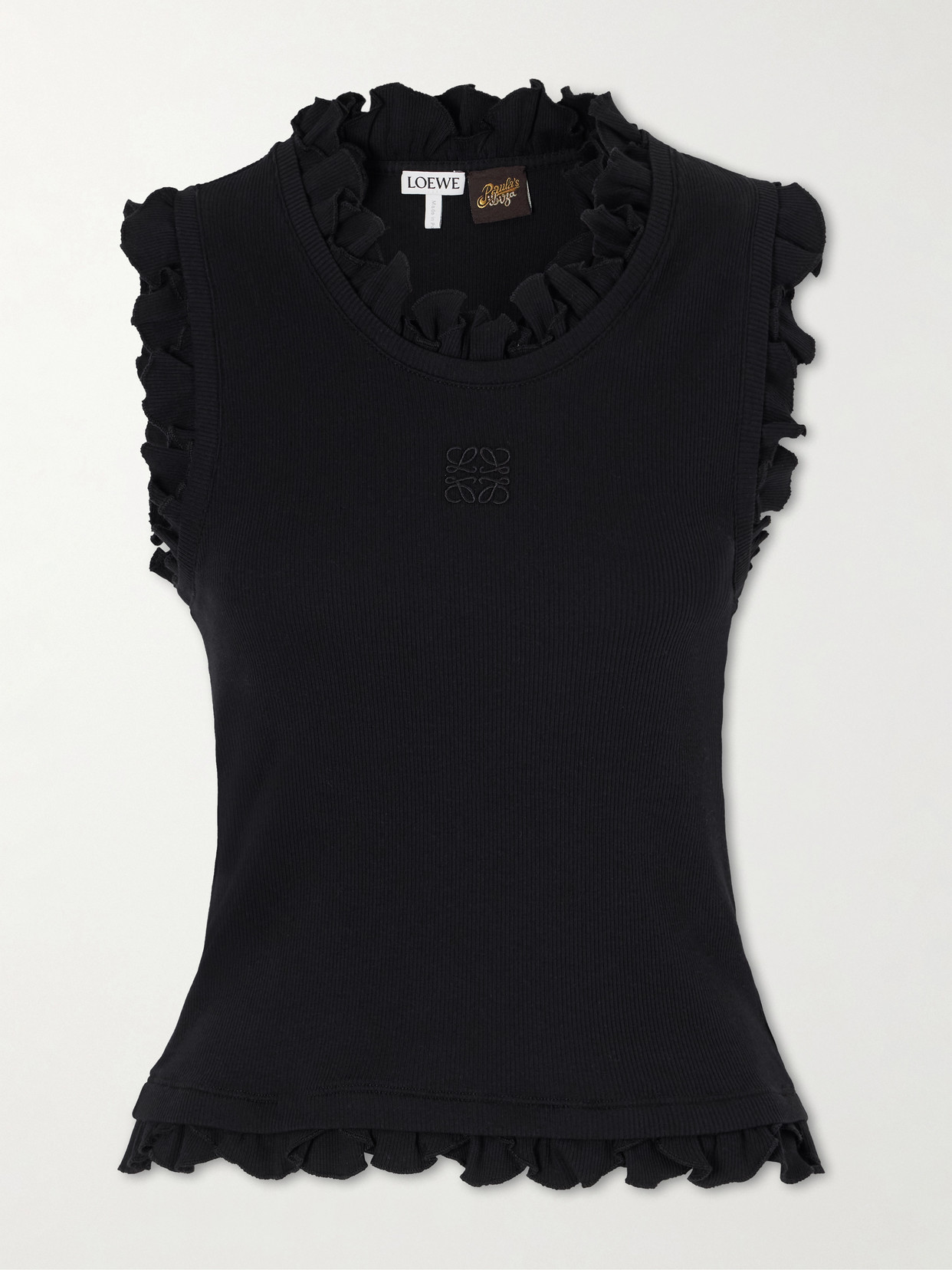 LOEWE - + Paula's Ibiza Ruffled Cotton-blend Tank Top - Black