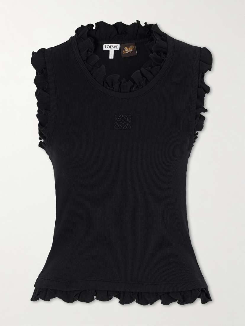 Loewe + Paula’s Ibiza Ruffled Cotton-blend Tank Top