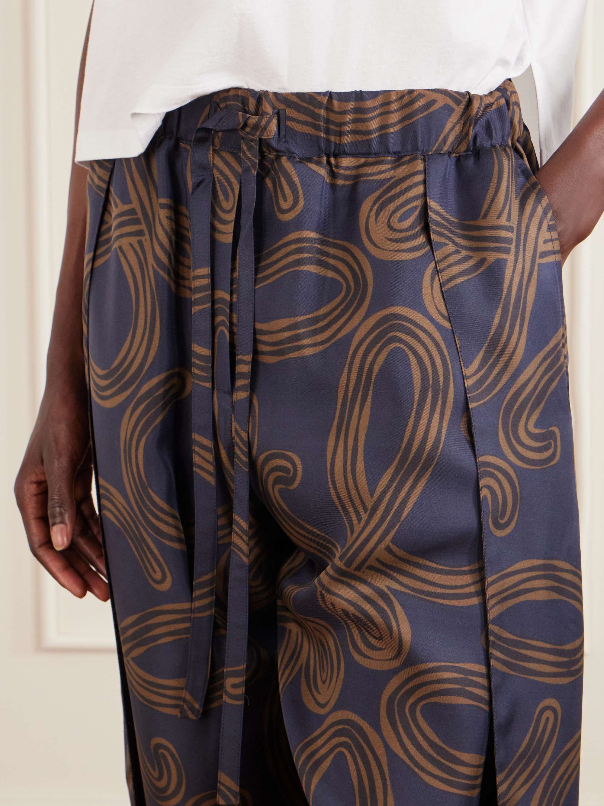 LOEWE + Paula's Ibiza printed mid-rise straight-leg silk pants