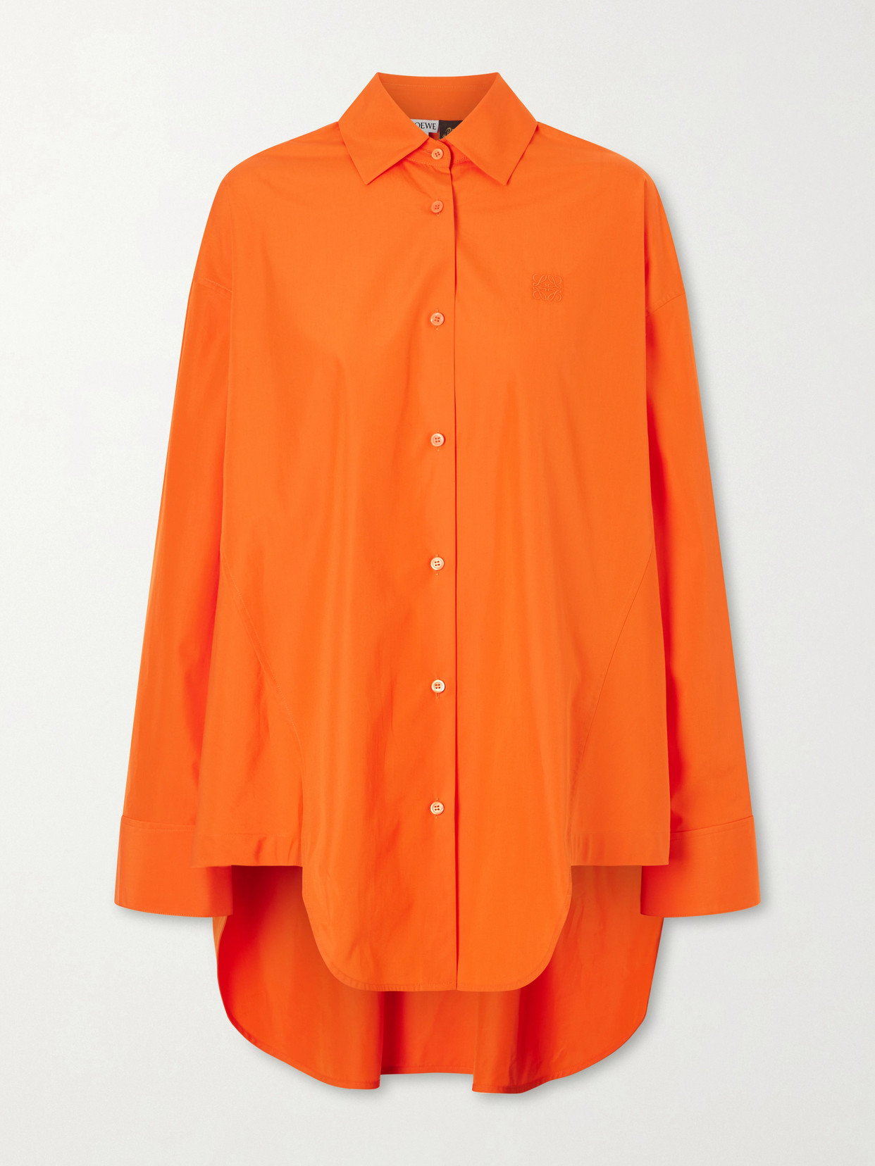 Loewe Logo-embroidered Cotton Shirt In Orange